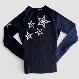 ULTRACOR Long Sleeve Metallic Rose Gold Star Print Top